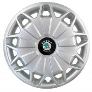 Ковпак для коліс SKS SJS Skoda 338 (logo green) R15" 4 шт. срібний