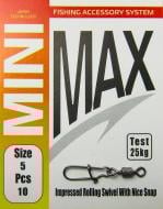 Вертлюг с защелкой MiniMax Impressed Rolling Swivel 10 шт. YM-3023-5
