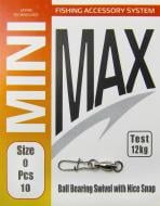Вертлюг c застібкой MiniMax Ball bearing swivel with nice snap 10 шт. YM-3809-0