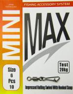 Вертлюг с защелкой MiniMax Impressed Rolling Swivel With Hooked Snap 10 шт. YM-3022-6