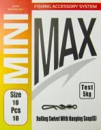 Вертлюг c застібкой MiniMax Rolling swivel with Hanging snap B 10 шт. YM-3017-10