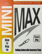 Вертлюг с защелкой MiniMax Rolling swivel with insurance snap 10 шт. YM-3006-12