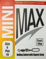 Вертлюг c застібкой MiniMax Rolling swivel with sguare snap 10 шт. YM-3011-6