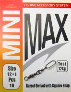 Вертлюг c застібкой MiniMax Barrel Swivel With Sguare Snap 10 шт. YM-3705-12