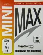 Вертлюг с защелкой MiniMax Rolling Swivel hooked Snap 10 шт. YM-3003-8