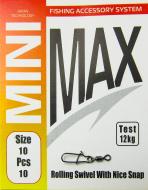 Вертлюг с защелкой MiniMax Rolling Swivel With Nice Snap 10 шт. YM-3004-10