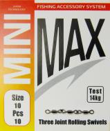 Вертлюг MiniMax 3 rolling swivels 10 шт. YM-1023-10 Вертлюг MiniMax 3 rolling swivels 10 шт. YM-1023-10