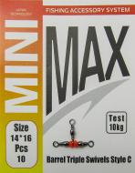 Вертлюг MiniMax Barrel Triple Swivels Style C 10 шт. 14*16 YM-1706-14,16