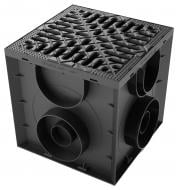 Дощоприймач Vodaland пластиковий Easy 250х250 з решіткою пластиковою щілинною чорного кольору без корзини