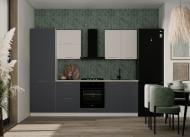 Кухня модульна ROKO Руна пряма МДФ / ДСП 2,6×2,6м альбіон структура/сірий попіл/білий Кухня модульна ROKO Руна пряма МДФ / ДСП 2,6×2,6м альбіон структура/сірий попіл/білий