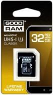 Карта пам'яті Goodram miсroSDHC 32 ГБ Class 10 GOODRAM microSDHC 32GB Class 10 UHS I + SD adapter (SDU32GHCU