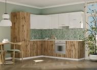 Кухня модульна ROKO Руна пряма МДФ / ДСП 2×2м арктика глянець/дуб природний/білий