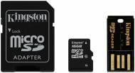 Карта памяти Kingston microSDHC 16GB Class 4 + SDadapter + USB кардрідер (MBLY4G2/16GB)