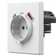 Розетка бытовая + USB + Type C с заземлением IP20 белый матовый 28881