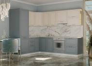 Кухня модульна ROKO Марсель кутова МДФ 2×2м слонова кістка/північний блакитний/білий Кухня модульна ROKO Марсель кутова МДФ 2×2м слонова кістка/північний блакитний/білий