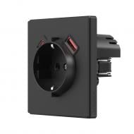 Розетка бытовая + USB + Type C с заземлением IP20 черный матовый 28884