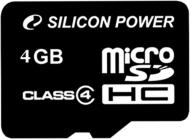 Карта памяти Silicon Power microSDHC 4GB Class 4 (SP004GBSTH004V10)