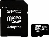 Карта памяти Silicon Power microSDXC 64GB Class 10 UHS-I Elite + SD adapter (SP064GBSTXBU1V10SP)