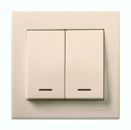 Вимикач двоклавішний Lezard Rain з підсвіткою кремовий 703-0388-112