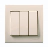 Выключатель трехклавишный трехклавишный Lezard Rain без подсветки кремовый 703-0388-109