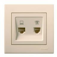 Розетка компьютерная + телефонная двойная Lezard Rain крем 703-0388-143