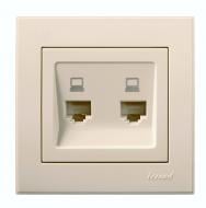 Розетка компьютерная двойная Lezard Rain крем 703-0388-141