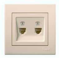 Розетка телефонна подвійна Lezard Rain крем 703-0388-138