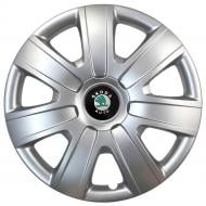 Ковпак для коліс SKS SJS Skoda 415 (logo green) R16" 4 шт. срібний