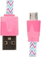 Кабель Luxe Cube 1 м белыйголубойкрасный (FLAT USB MICRO TO USB THUNDER)