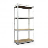 Стеллаж 1600x800x400 мм Меткас Бюджет серый ДСП полки 4 шт. цинкованный