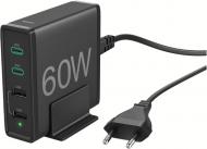 Зарядное устройство универсальное Hama 2xUSB-C PD/QC, 2xUSB-A, 60W Black (00201628)