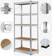 Стеллаж 2200x1100x450 мм Меткас Бюджет серый МДФ полки 5 шт. цинкованный