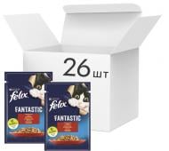 Корм влажный для котов FELIX by Purina Fantastic с говядиной в желе 26 шт. 85 г
