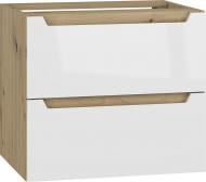 Тумба подвесная Грейд нижняя с ящиками 600х530х464 МС Дакота дуб артизан/фасад МДФ белая эмаль