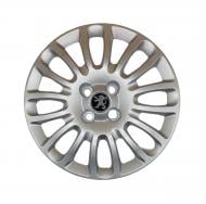 Колпак для колес A&K Peugeot A161(лого наклейка) R15" 4 шт. серебряный