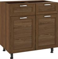 Тумба нижня з двома шухлядами МС Дуб Родос 80х82х54,5 см, горіх лісовий рамковий Грейд