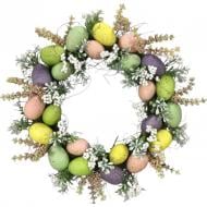 Венок пасхальный декоративный с яйцами и цветами 35 см разноцветный (FK21A138P)