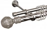 Комплект карниза Cardinal ГОА двойной d25/16 штанга витая/гладкая 160 см сатин никель
