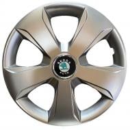 Ковпак для коліс SKS SJS Skoda 331 (logo green) R15" 4 шт. срібний