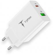 Мережевий зарядний пристрій T-PHOX Speedy 20W 2Ports Type-C+USB Charger (Біла)