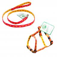 Комплект для собак Lucky Pet Н-образный Лапки капрон 10/22-32/24-38 красно-желтый