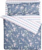 Комплект постільної білизни Flowers 1,5 синій із рожевим La Nuit