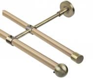 Комплект карниза Gardinia Memphis Kugel двойной с закрытым кронштейном античная латунь 240 см