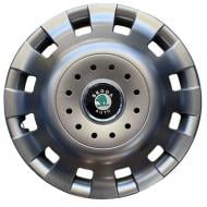 Колпак для колес SKS выпуклые (на бусы) SJS Skoda 414 (logo gray) R16" 4 шт. серебряный