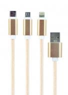 Кабель Cablexpert 1 м золотий (CC-USB2-AM31-1M-G) BM-тато/Lightning/Micro/Type-C