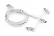 Кабель Cablexpert 1 м білий (CC-USB2-AMLM32-1M-W) USB 2.0 BM-тато/Lightning/Micro/Type-C USB