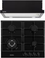 Комплект встраиваемой техники Interline варочная поверхность газовая HGG 764 FGT BA + вытяжка DELI BL A/60/2/T
