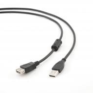 Кабель Cablexpert USB-удлинитель 1,5 м черный (CCF-USB2-AMAF-1.5M) USB2.0, A-папа/А-мама феррит