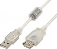 Кабель Cablexpert USB-подовжувач 0,75 м (CCF-USB2-AMAF-TR-0.75M) USB2.0 A-тато / А-мама, феррит
