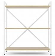 Стеллаж металлический 900x600x240 мм Меткас 9003 белый/дуб артизан ЛДСП полки 3 шт. крашенный